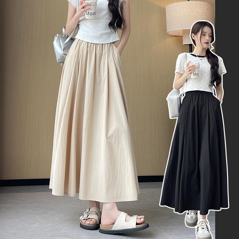 2025 Новая летняя юбка с высокой талией, женская юбка-зонтик А-силуэта, длинная плиссированная юбка, абрикосовая юбка Yamamoto