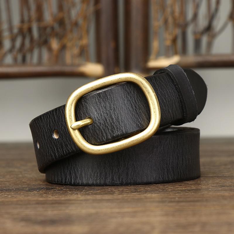 Женский ремень из винтажной мятой модной кожи с пряжкой из коровьей кожи первого слоя, универсальный ремень для джинсов, женский