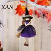 Witch Doll Decoration Halloween with Broom, Small Hanging Figurine for Gauze Skirt Haunted House, Door Window Decor Party Decorations