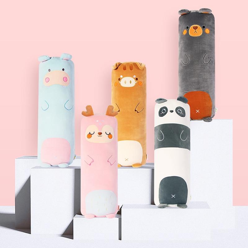 Длинная подушка для сна с рисунком животных, динозавр, свинья, кролик, плюшевый мишка, хаски, утка, плюшевые игрушки, мягкая кукла, подушка для детей, подарок для девочек