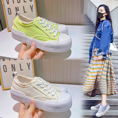 Повседневная парусиновая обувь женская весна 2025 года новые женские туфли универсальные маленькие белые туфли женские туфли на плоской подошве модные женские туфли