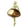 [R6742] - Golden Brown 'Ballerina' Designer Brooch - 46x34 Mm