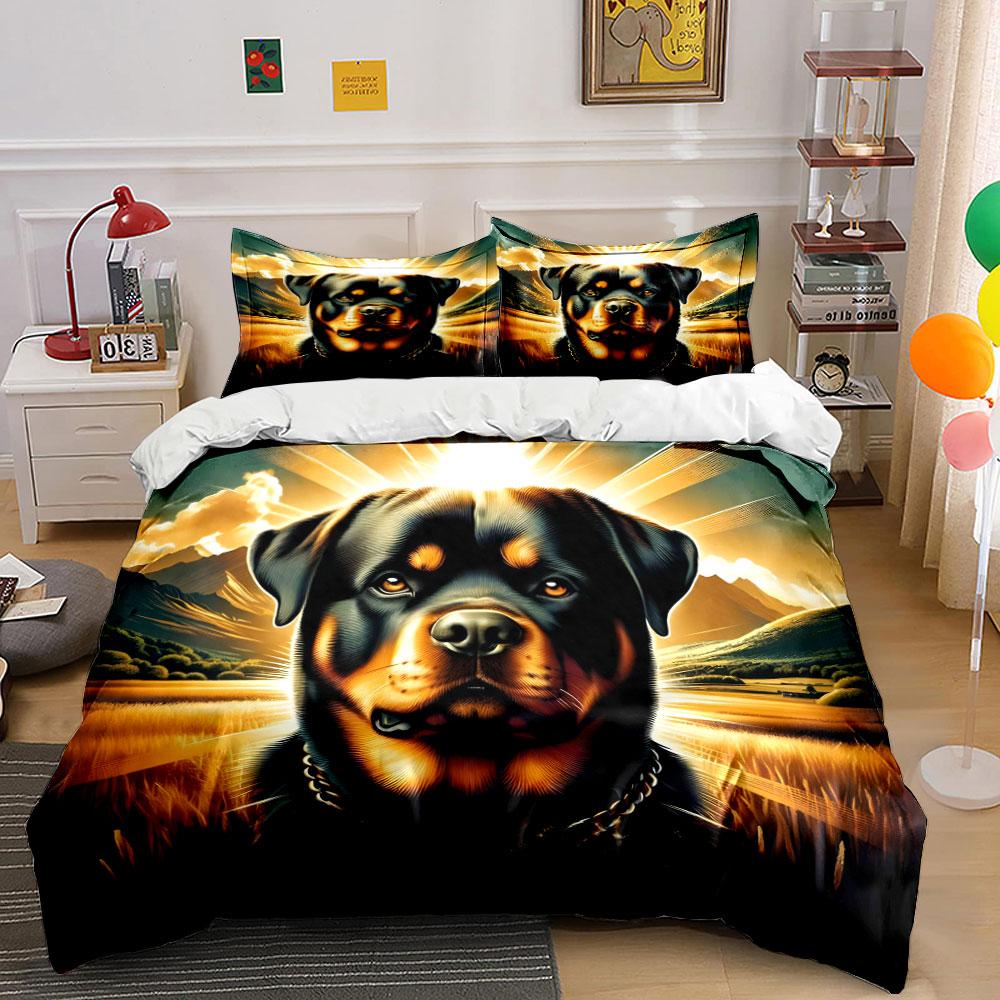 Rottweiler dog and landscape. Bedding sets Duvet cover sets Duvet covers Pillowcases(1 * Duvet Cover 2 * Pillowcases without duvet insert)