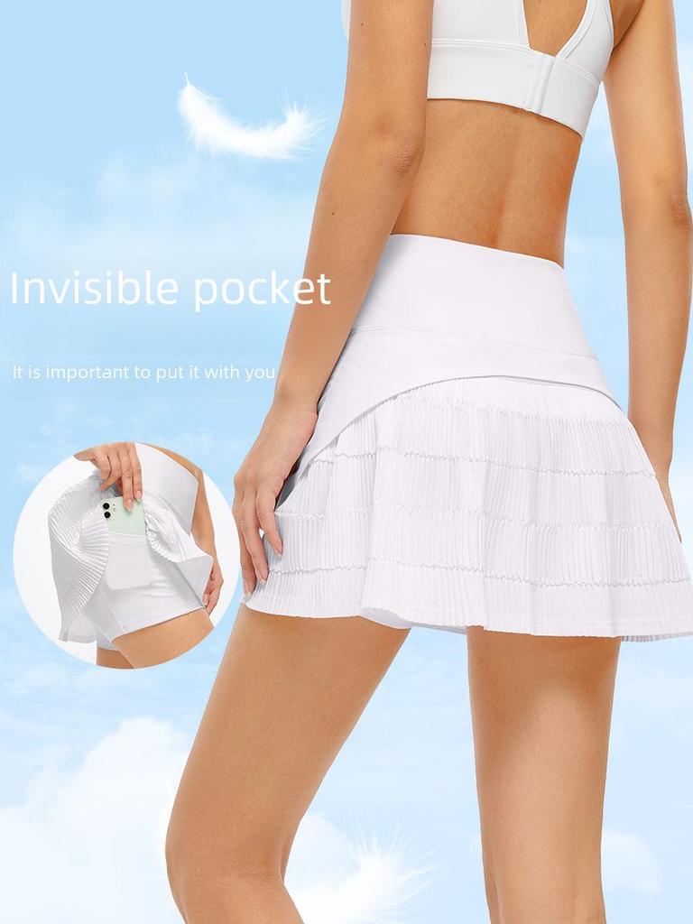 Women's Summer Pleated Tennis Skirt - Sports, Golf, Yoga, Running 2-in-1 Skirt and Shorts