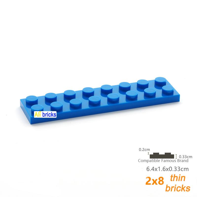 80 шт. объемных строительных блоков, тонкие фигурки, кирпичи 2x8 точек, 13 цветов, образовательные, креативные, совместимые с 3034 игрушками для детей