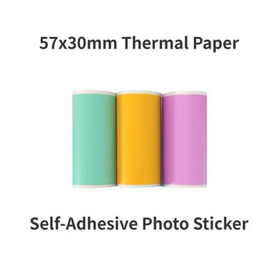 3 рулона термобумаги 57*30 мм, самоклеящаяся этикетка, цветная фотоводостойкая бумага для мини-принтера, фотопринтера