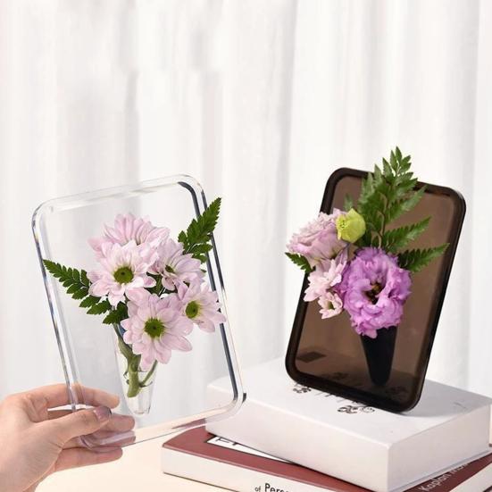 Акриловая фоторамка Yousheng, ваза для цветов, украшение, прозрачный держатель для вазы с цветочными растениями, центральный элемент для домашнего офиса, обеденного стола, украшение для рабочего стола