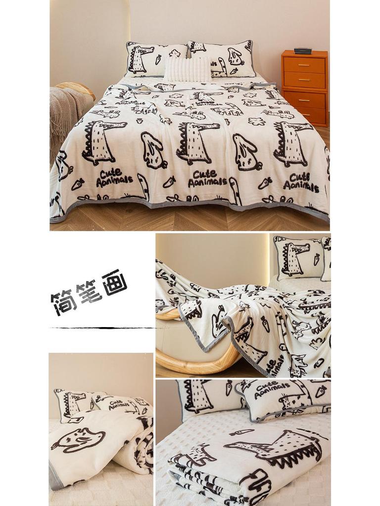 Двусторонняя флисовая плед-одеяло из молочного велюра: Офисный сон, Диван, Толстый, Теплый стиль