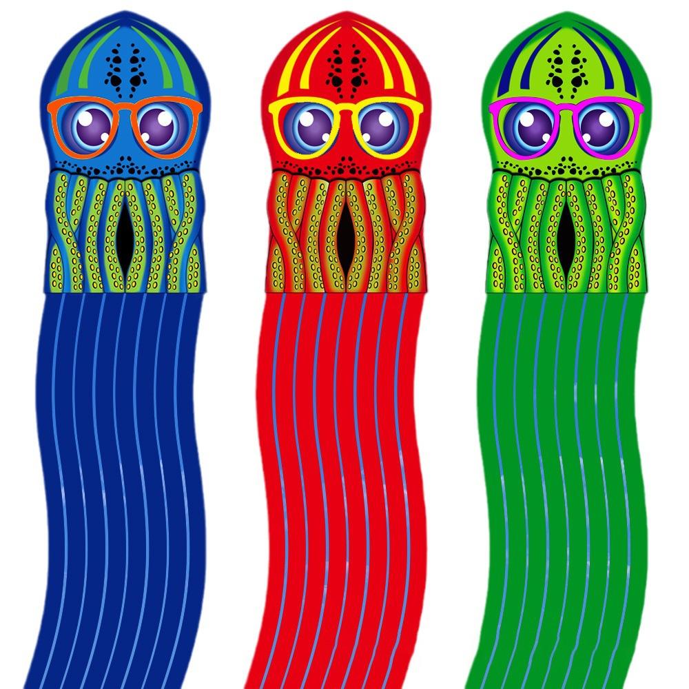 3 шт. детские воздушные змеи в виде осьминога, игрушечные воздушные змеи с мультяшными животными и длинным хвостом для поездки в пляжный парк на открытом воздухе