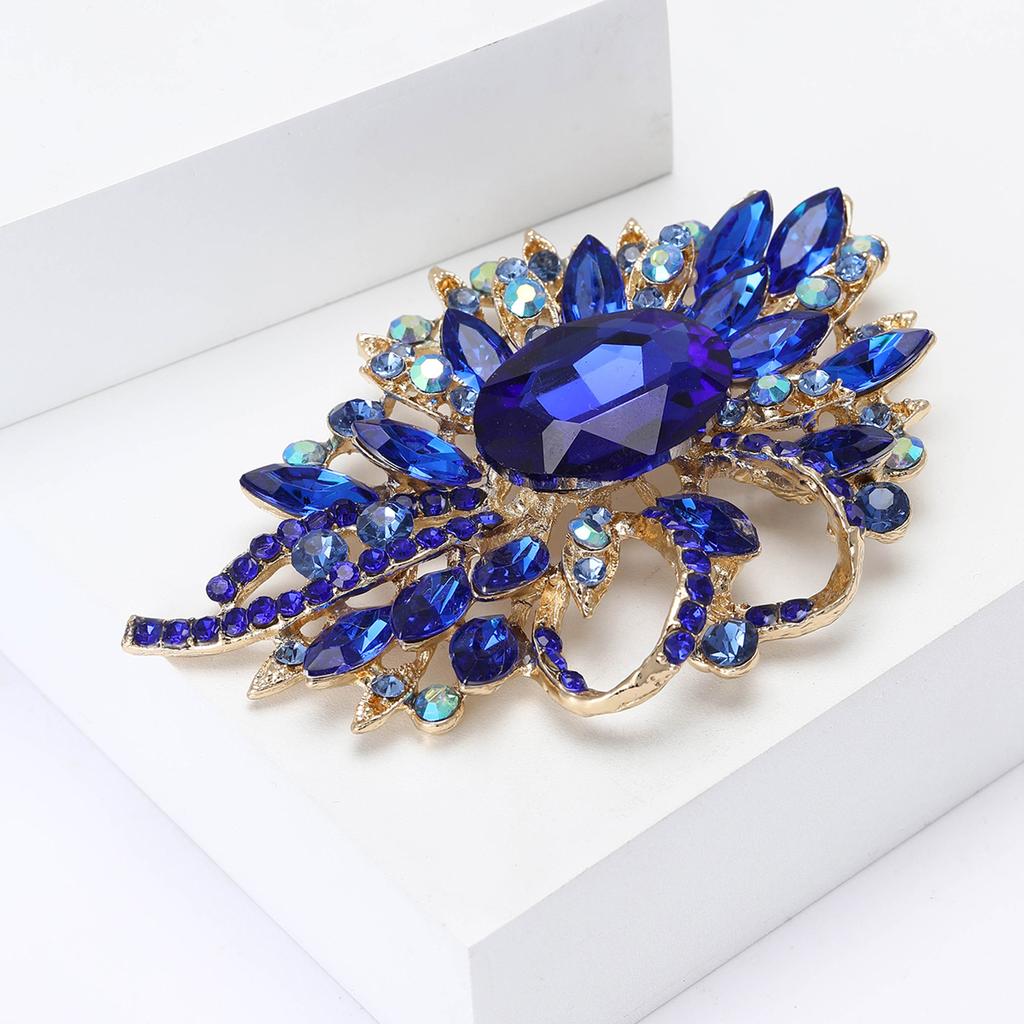 African Atmospheric Alloy Large Glass Brooch Delicate High-End Women'S Cardigan Shawl Brooch Ornament Pin