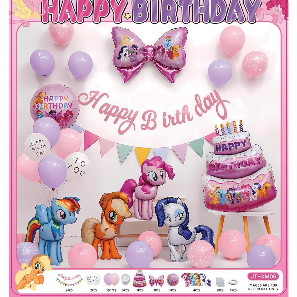 Cartoon Unicorn Pony Poly Balloon Suit Girl Baby Birthday Party Arrangement Photo Background Wall