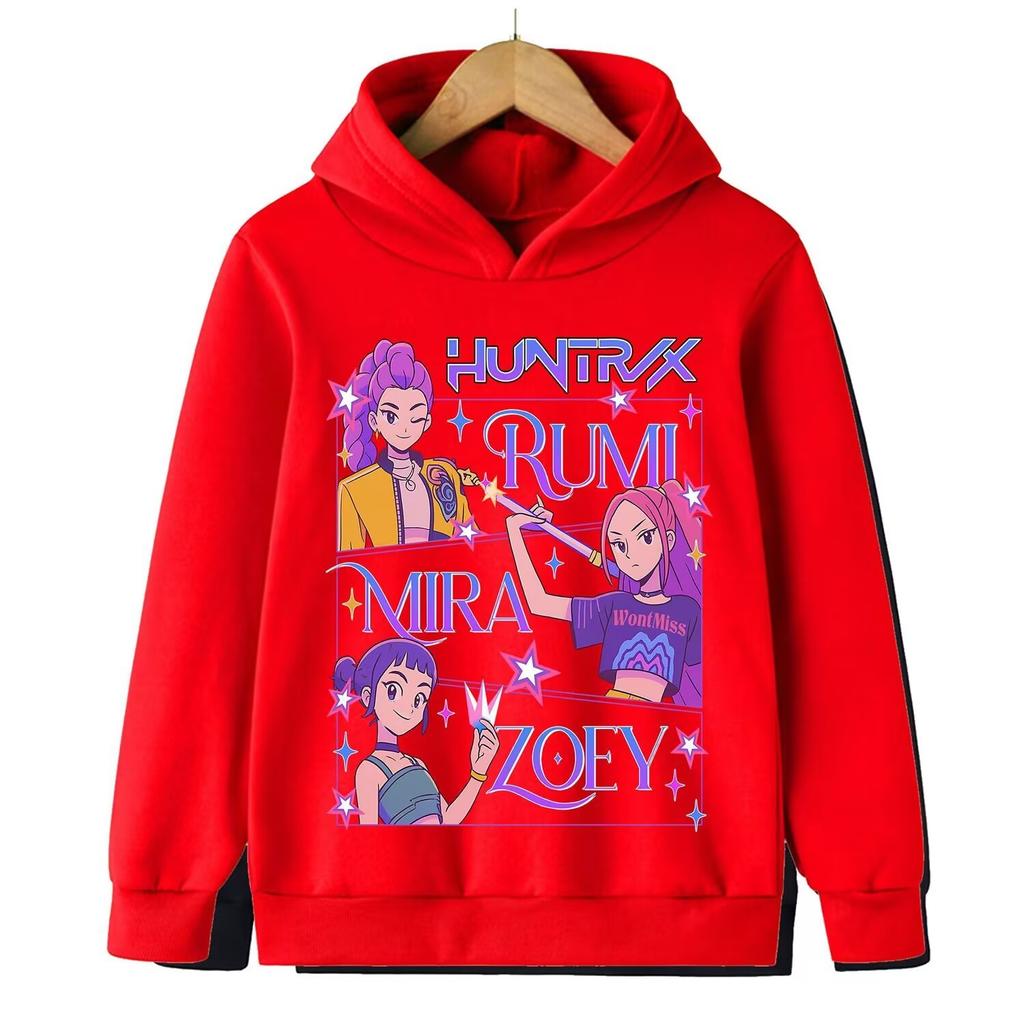 New Autumn and Winter Fashion Demon Hunter Anime Children's Hoodie, Cute and Beautiful Girls, Warm and Comfortable, Loose and Versatile Top