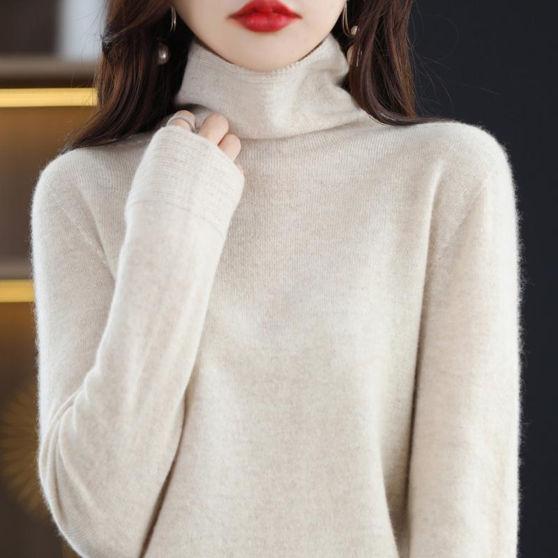Женский свитер с высоким воротником, кашемир Цинхэ, 30% кашемир, 70% шерсть, зимний вязаный пуловер, осенний свитер, кашемировый свитер