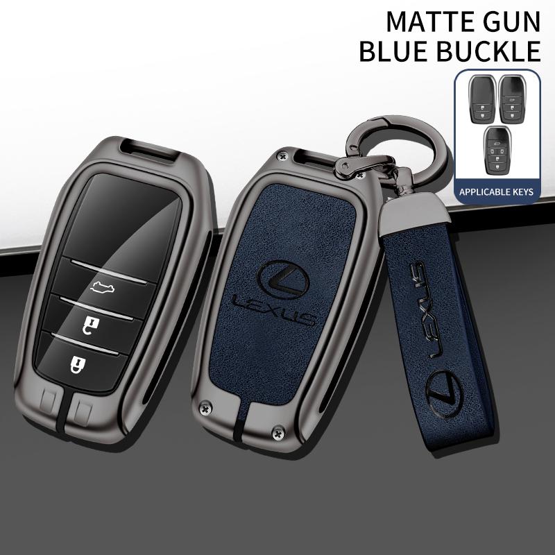 BJYL6 Interior Stickers 2/3/5 Buttons Zinc Alloy Leather Car Key Case Fob Cover Holder Keychain For Lexus LM300H LM Keyless Protection