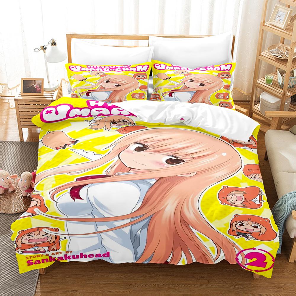 Постельное белье Himouto Umaru Chan 3 предмета Милый Чиби Умару Печать с персонажем аниме Пододеяльник Все размеры Настраиваемый для спальни