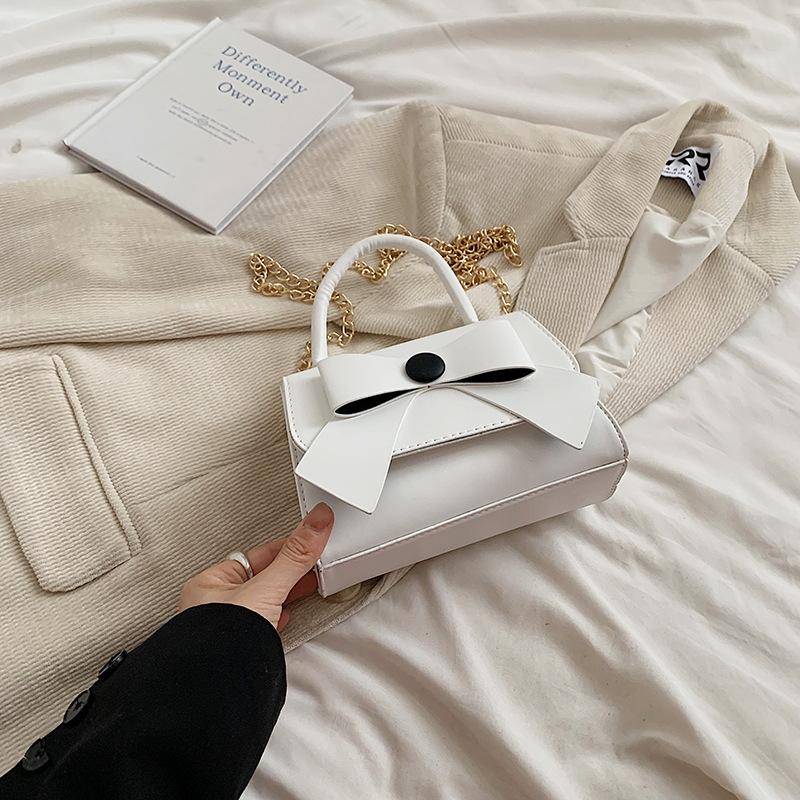 Crossbody Bag Women'S Fashion Niche Design Chain Bow Portable Small Square Bag Work Hand Bag