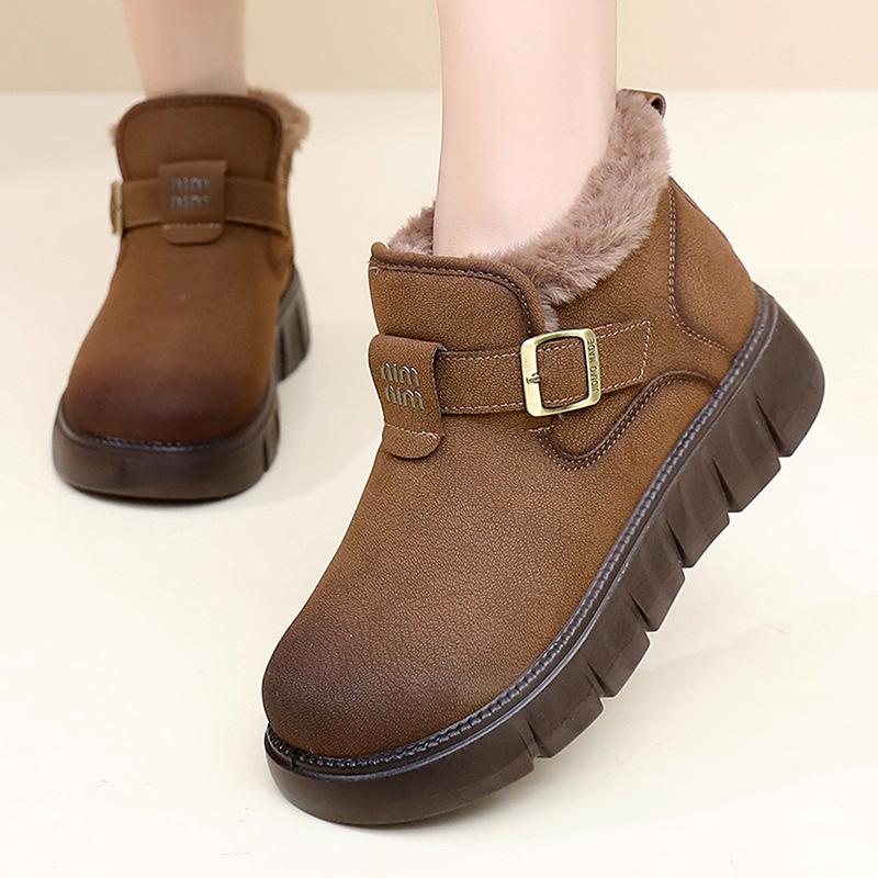 Женские зимние теплые нескользящие ботинки-дутики большого размера на мягкой подошве с меховой подкладкой до щиколотки, нескользящие, для пешего туризма, для активного отдыха, хлопковые ботинки
