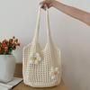 Модная летняя пляжная женская сумка через плечо с цветочным декором, женская ажурная вязаная мягкая сумка ручной работы, большая повседневная сумка-тоут