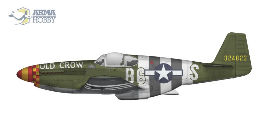 Пластиковая модель самолета ВВС США Mustang от Alma Hobby ADL70041, литая, цветная, 1/72 P-51B