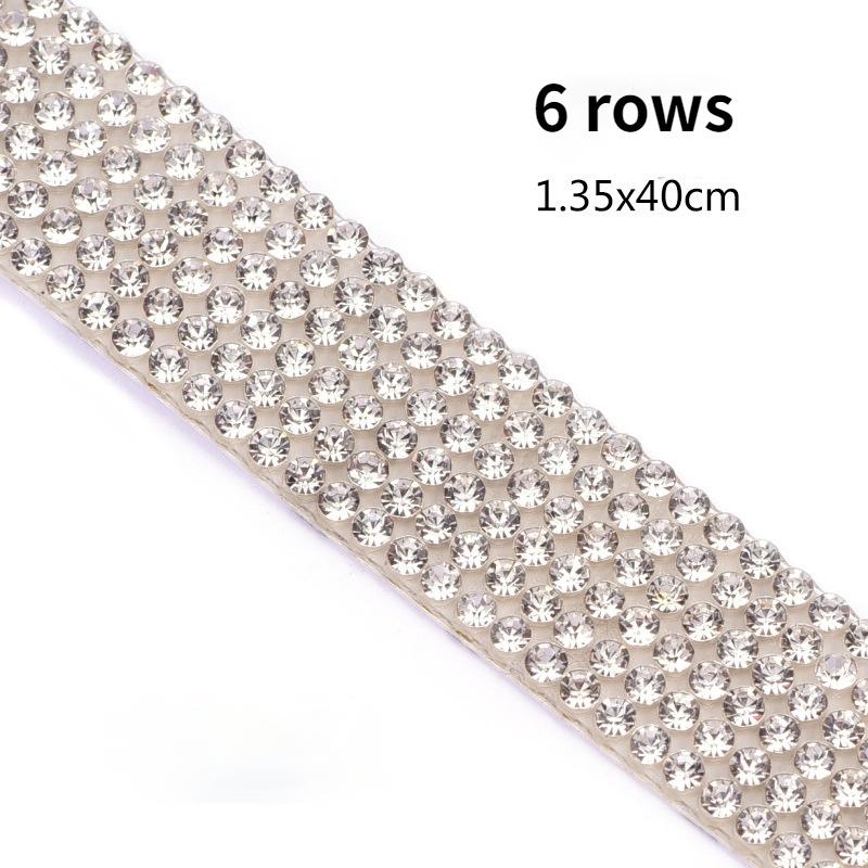Self Adhesive Crystal Rhinestone Diamond Ribbon DIY Decoration Sticker with 2 Mm Rhinestones for Arts Crafts DIY Car Phone Decoration