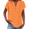Women's Fashion Casual Solid Colour V-Neck Short Sleeve Button Down Shirt T-Shirt Top