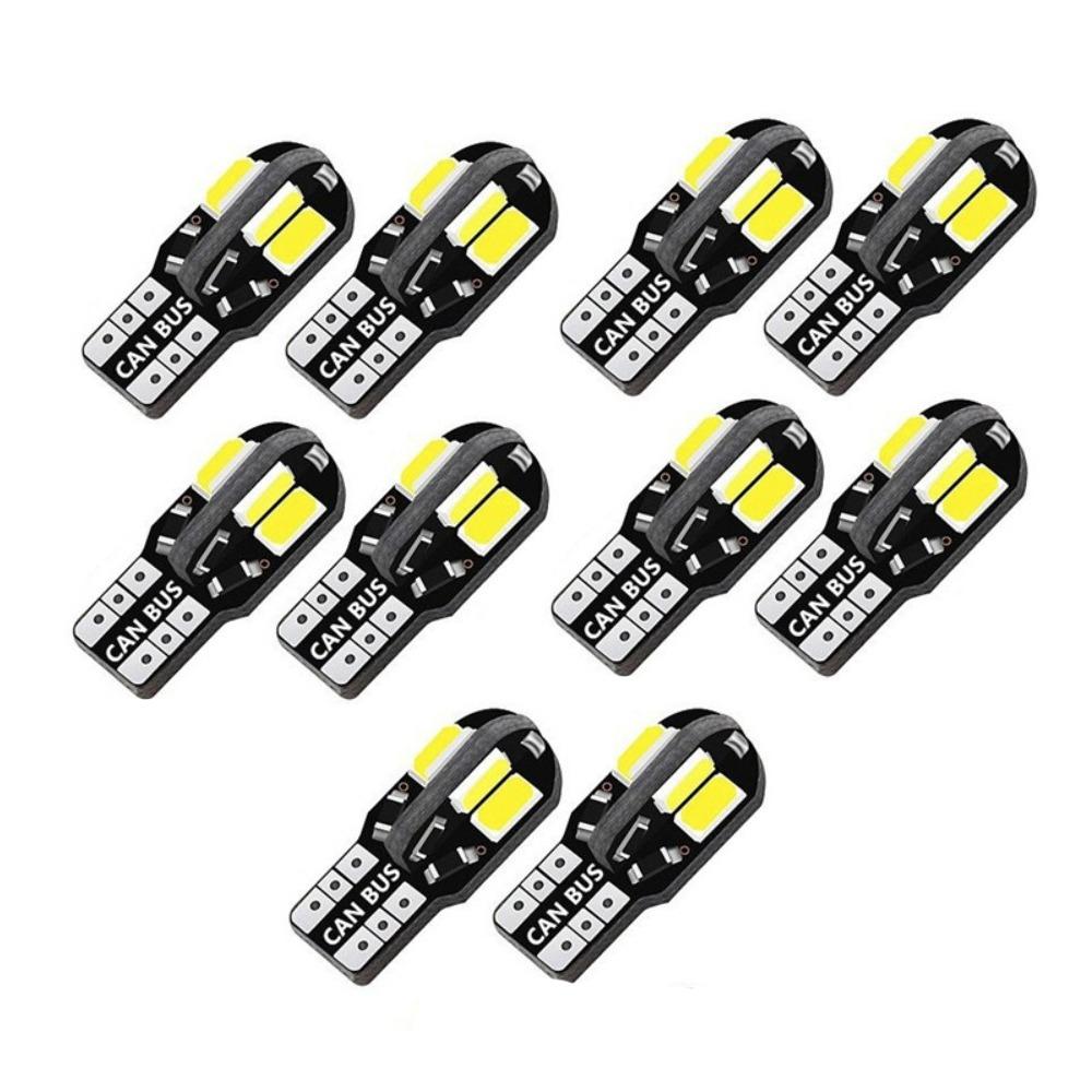 10Pcs/set Super Bright W5W T10 LED Bulbs DC 12V Auto Signal Lamp Car Interior Dome Lights Auto Bulb