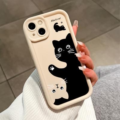 Креативный черно-белый чехол для телефона с рисунком кота для iPhone Samsung Galaxy Xiaomi Redmi POCO HUAWEI Honor Противоударный резиновый мягкий гибкий чехол