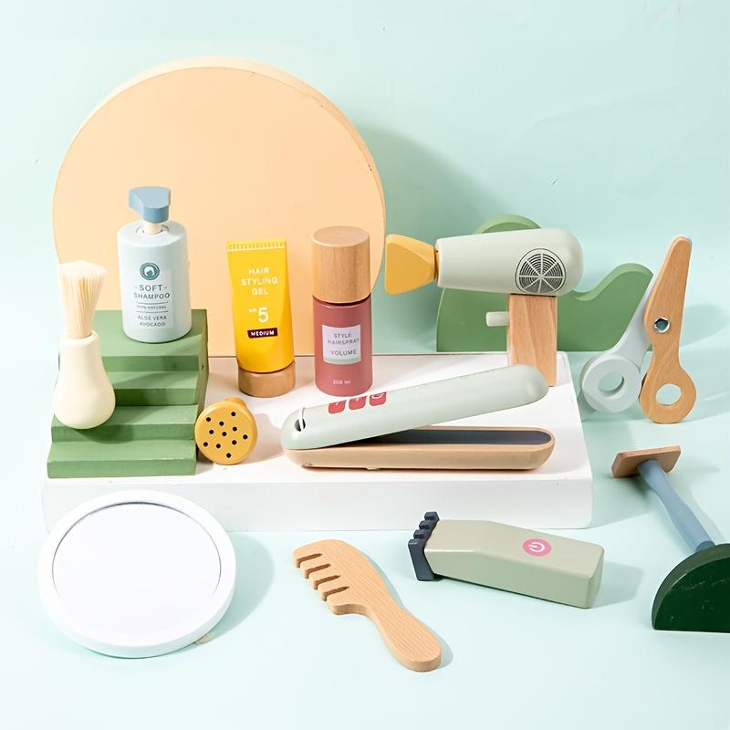 13 шт. Деревянный парикмахерский набор Набор игрушек для парикмахерской для молодежи, Деревянный набор игрушек для макияжа, Игрушка для индивидуальной прически, Набор для бритья для мальчика