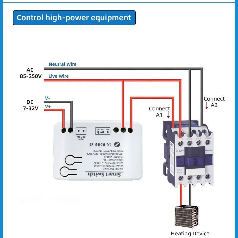 Tuya Smart TH10 Zigbee-переключатель с датчиком температуры и влажности, пассивный сухой контакт, Zigbee-реле, работает с Home Assistant