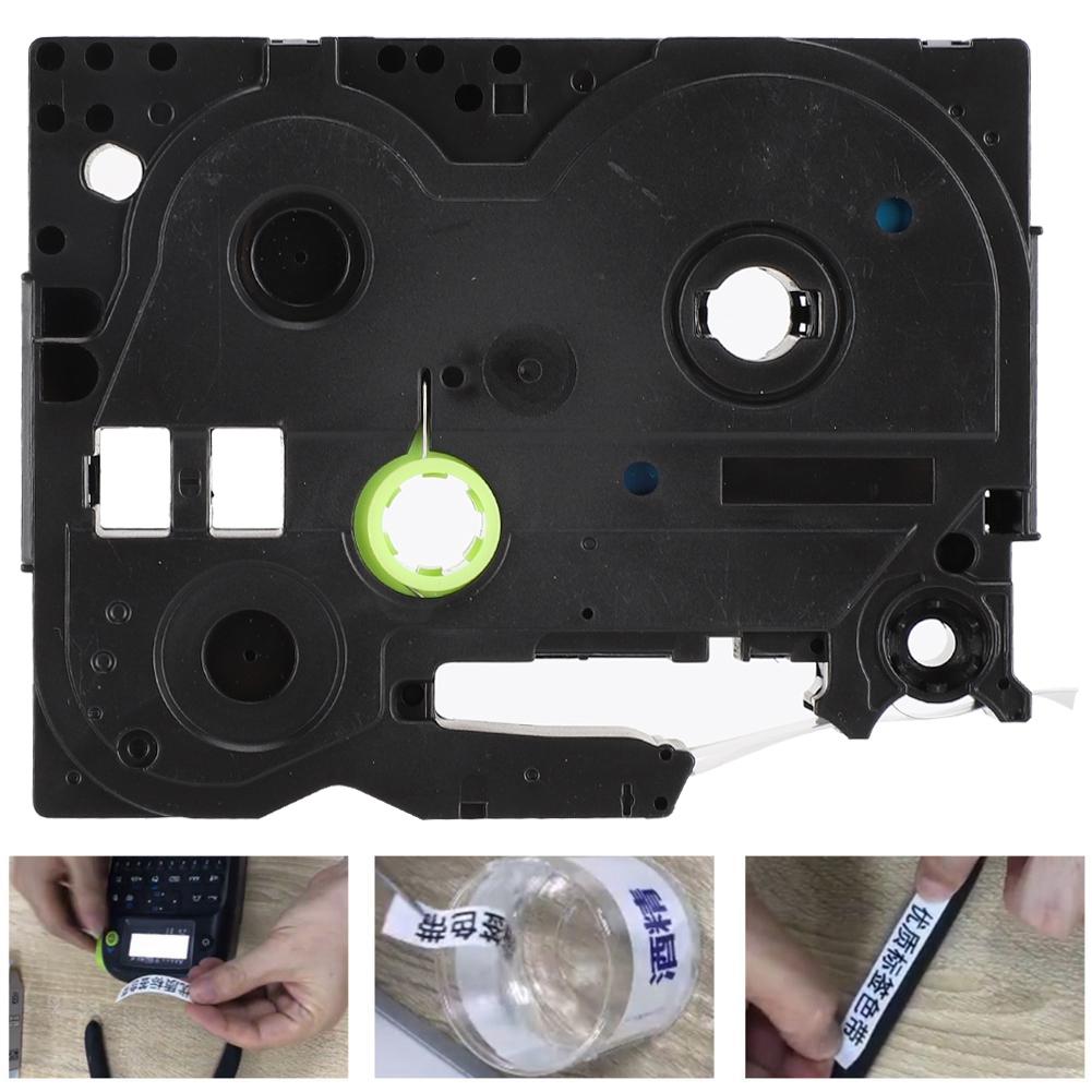 Print Label Ribbon for Compatible for TZe Labeler White On Silver Ribbon 12mm