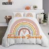 Trendy Pastel Colors Rainbow Bedding Set Baby Kids Duvet Cover 150x210 135x200 With Pillowcases And Zipper