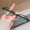 Women'S Retro Oval Glasses Girls Red Green Frame Glass Eyewear Decorative Computer Anti-Blue Eyeglasses Seaside Driving