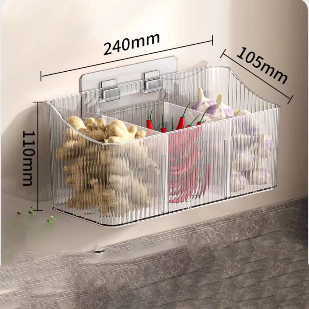 Transparent Kitchen Storage Basket No Punching Spices Container  Kitchen Supplies