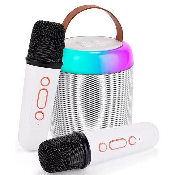 Караоке-машина, портативная Bluetooth-колонка с беспроводным микрофоном для взрослых и детей, портативная микрофонная колонка с динамической подсветкой