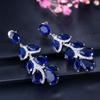 WWJ Top Quality Female Cubic Zirconia Dark Blue Leaf Dangle Earrings for Women