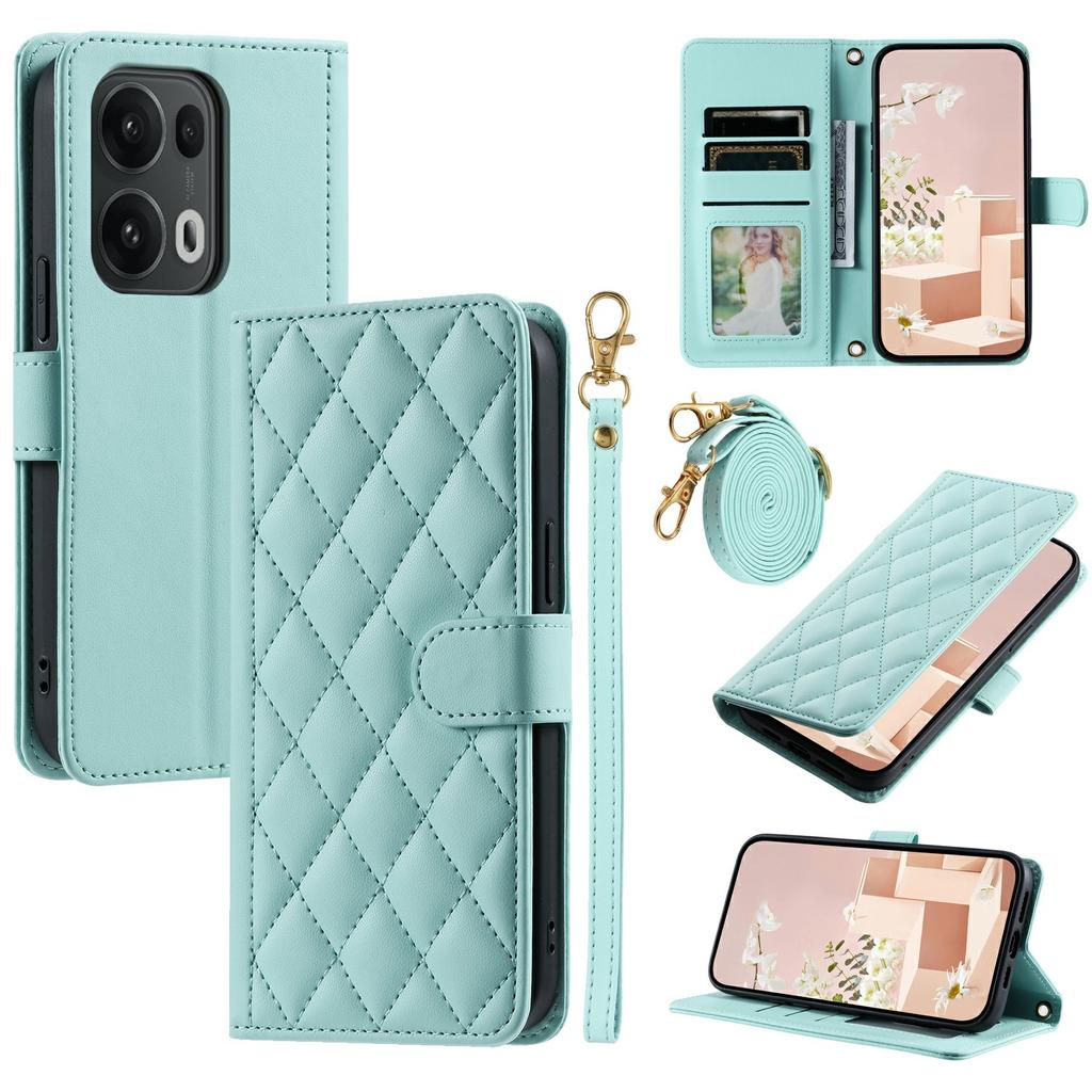 For Oppo Reno13 Pro 5G Wallet Case Rhombus Grid PU Leather Phone Cover