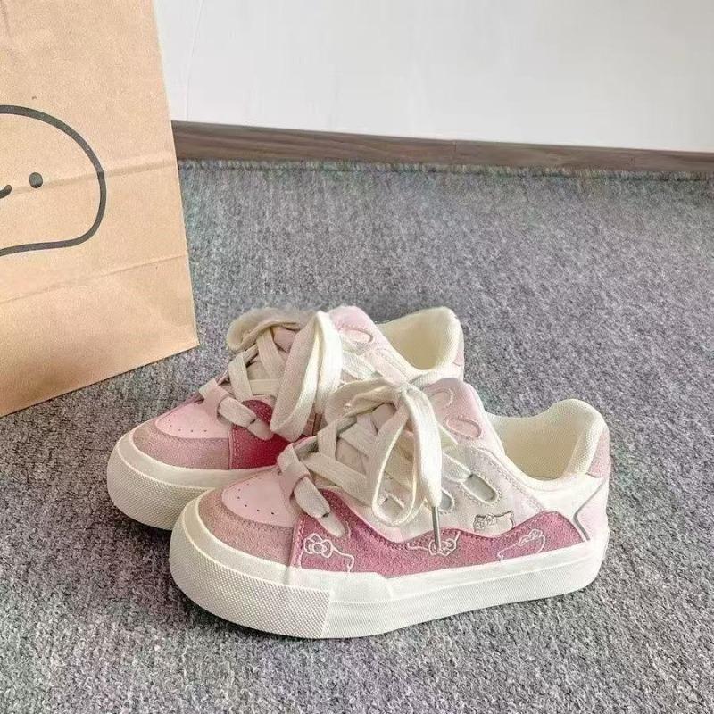 Универсальные нишевые туфли детские осенние новые на платформе белые туфли милые мультяшные кеды хлеб