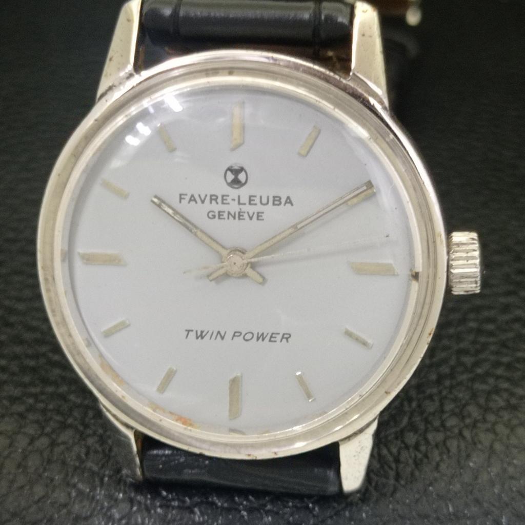 ВИНТАЖНЫЕ ШВЕЙЦАРСКИЕ МУЖСКИЕ ЧАСЫ FAVRE LEUBA TWIN POWER 253 С РУЧНЫМ ЗАВОДОМ СЕРЫЕ a703019-1 R212-a703019