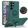 Liquid Silicone Back Cover For Samsung Galaxy S25 Ultra Case With Magnetic Holder For Samsung S24 S23 Ultra S25 Plus S21 FE Case