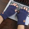 Leather Label Antler Men Wool Mittens Half-finger Gloves Female Gloves Knitted Cashmere Gloves