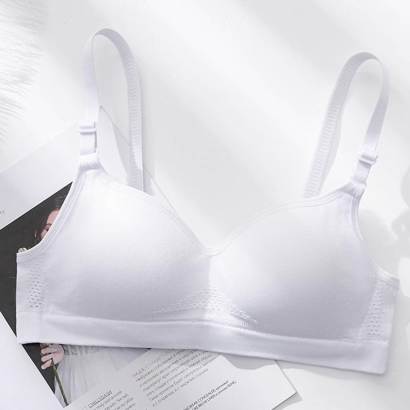 Новое поступление: Бесшовный белый студенческий бюстгальтер — дышащий, удобный, без стального кольца, хлопковые чашечки, тонкий и поддерживающий для лета