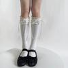 Pure Cotton Lolita Wide Lace Ribbon Bow Socks - Spring Mid-Calf Sweet Desire Style