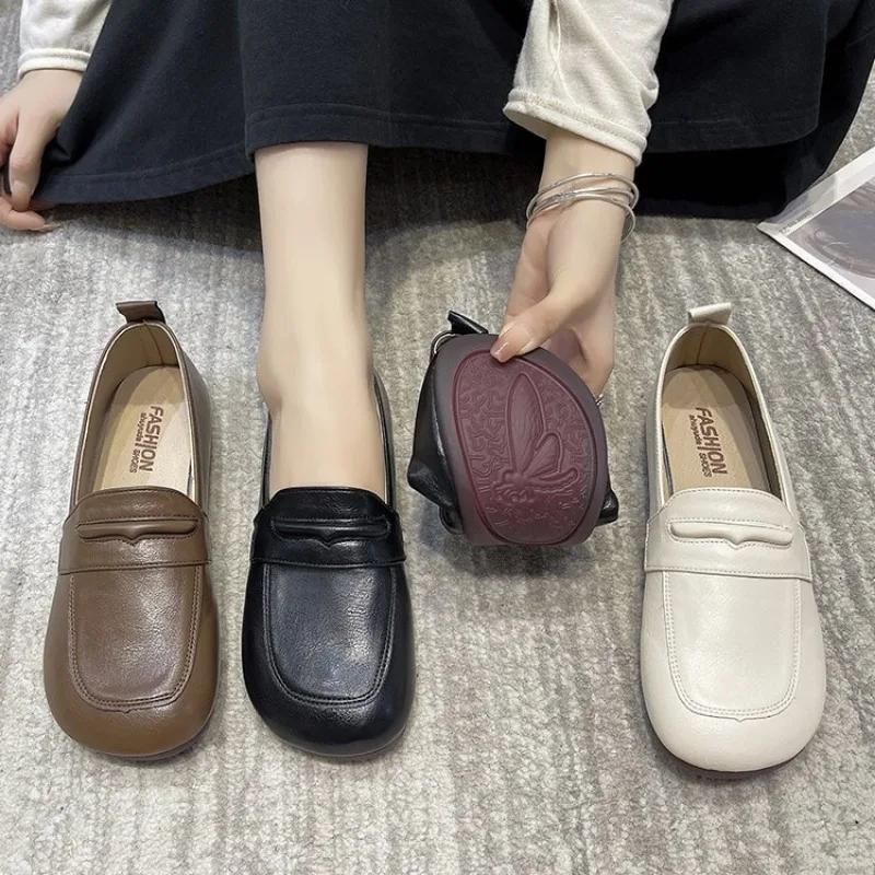 Модная повседневная женская обувь, туфли-оксфорды с неглубоким носком, мягкие женские туфли, новые удобные кожаные мокасины