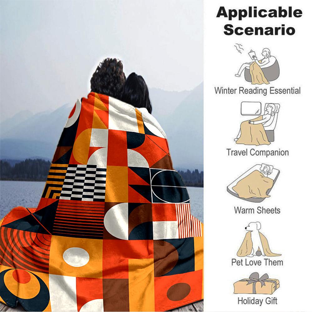 Abstract Geometric Shapes Blanket Soft Throw Blanket For Home Bedroom Bed Sofa Travel Office Solid Christmas Blanket