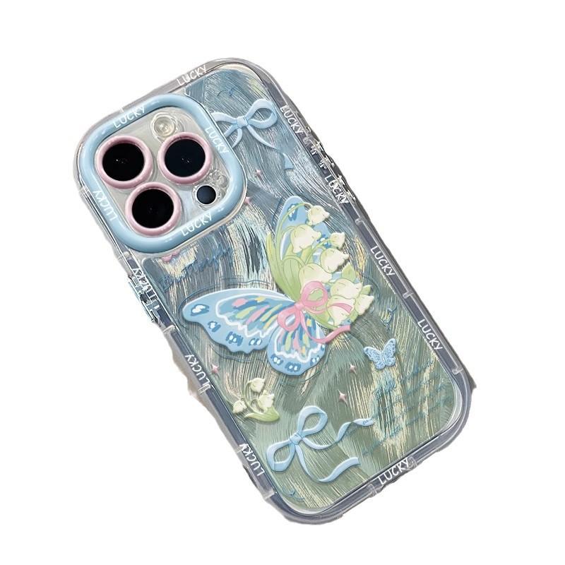 Glitter Butterfly for Apple 16promax Cream Feather Cartoon Phone Case for IPhone13 Cute 14/15