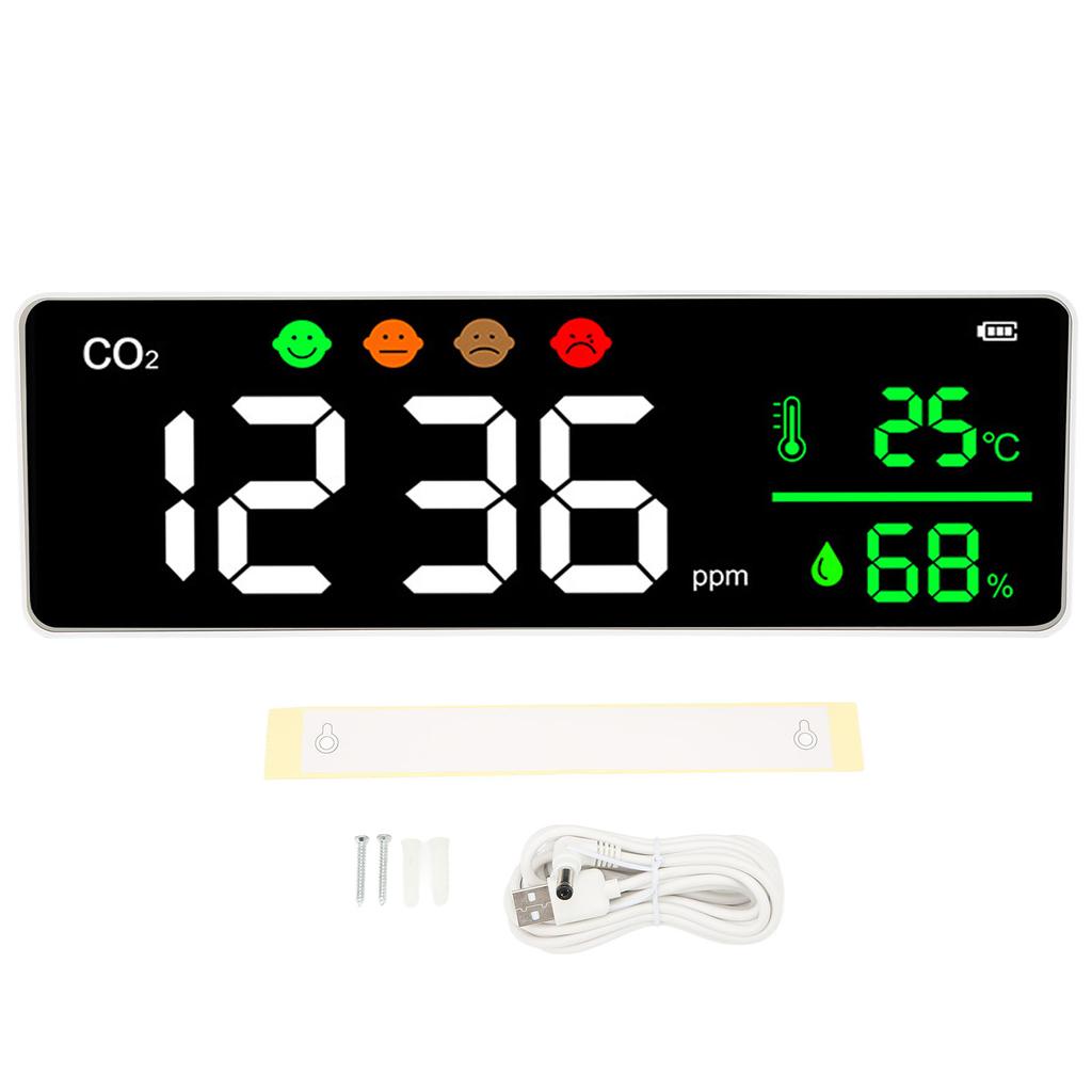 LED Screen Air Quality Monitor Wall Mount Digital Temperature CO2 Concentration Detector DM1306