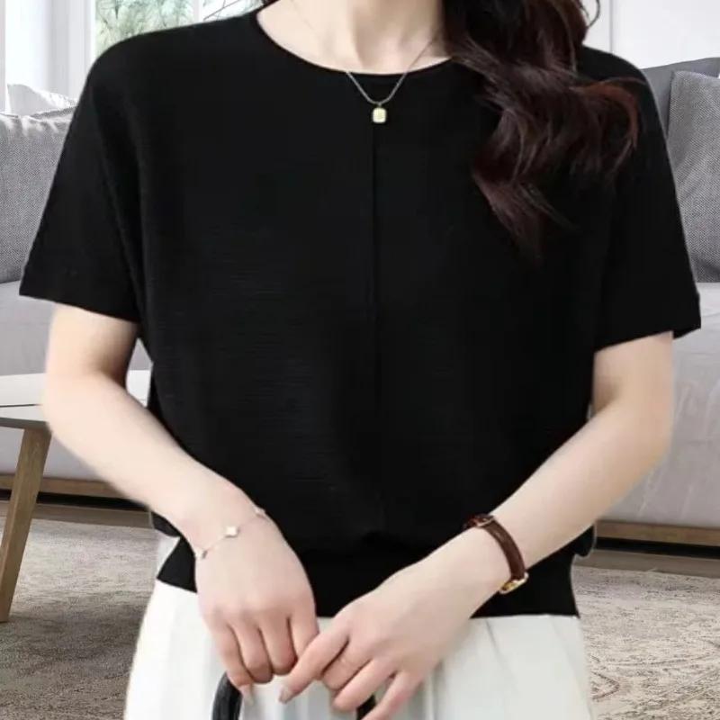 Женский светло-зеленый вязаный топ с круглым вырезом, короткий рукав, рукав летучая мышь, повседневная свободная блузка