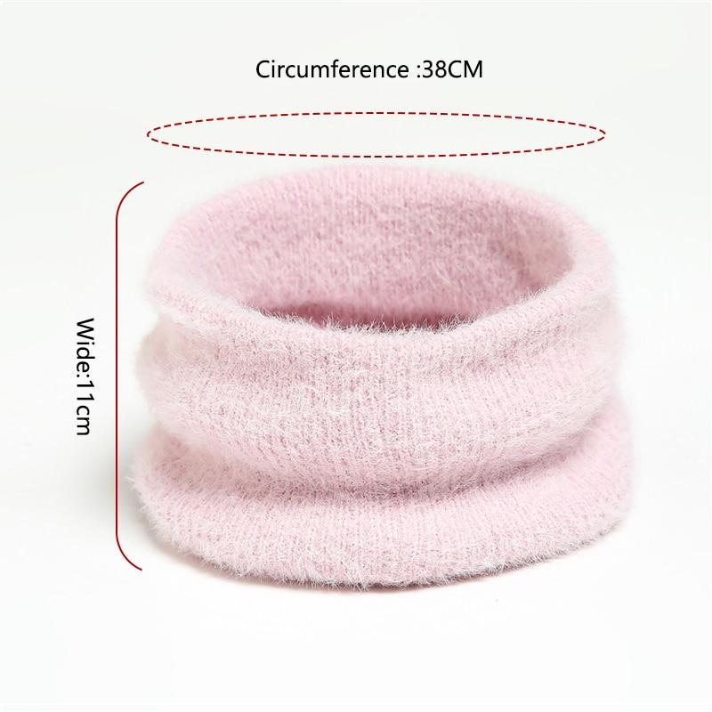 Winter Plush Ring Scarf for Women Warm Knitted Ski Mask Neckerchief Luxury Solid Snood Foulard Suit Children Adult