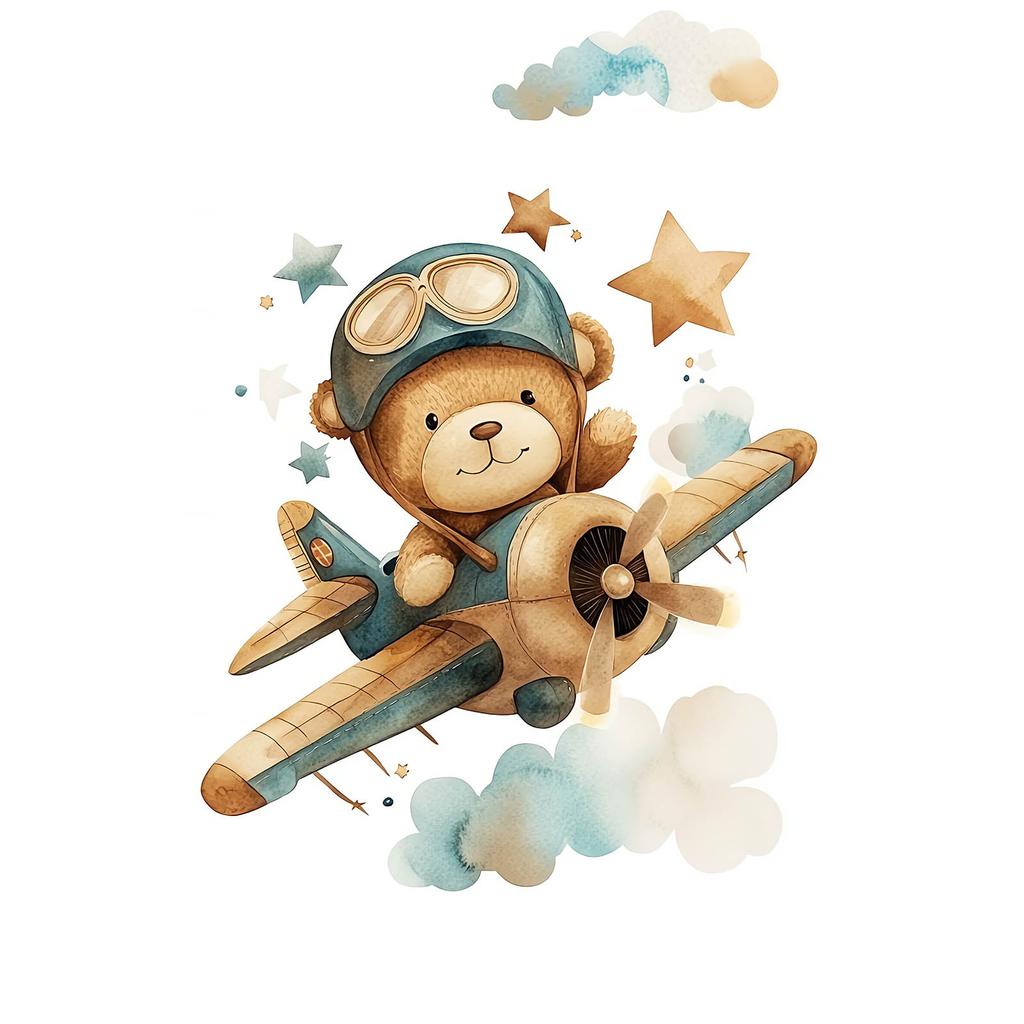 Flying Bear Pilot Poster Flying Bear Pilot Poster, 40X50 Cm, Gold Aluminum Frame, 230 Gsm Matte Paper