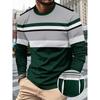 Men's Fashion 3D Printed Striped Long Sleeved T-shirt Top